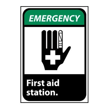 National Marker Co Emergency Sign 14x10 Rigid Plastic - First Aid Station EGA3RB